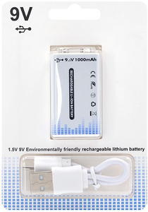 9V Rechargeable Lithium Battery 9000mwh