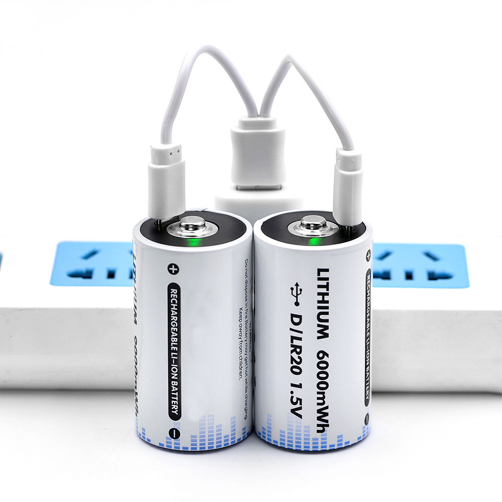 D1 Lithium Rechargeable Battery USB 9000mWh 1.5V Type-C