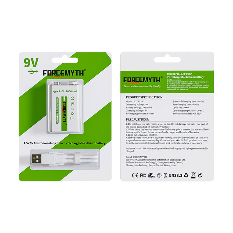9V constant voltage Lithium Battery Rechargeable Li-ion