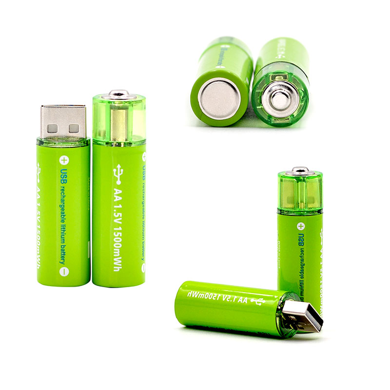 High Capacity AA USB 1500mwh Lithium Rechargeable Battery